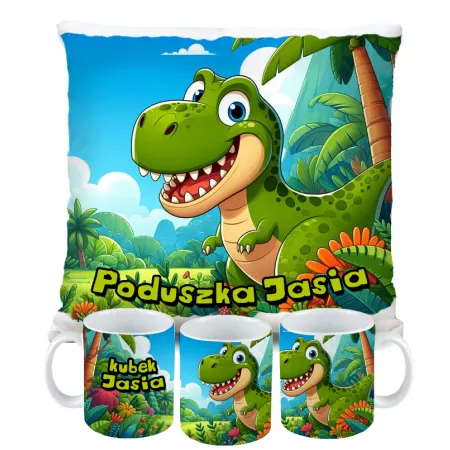 Kubek Poduszka Dinozaur Dinozaury T-rex Tyrannosaurus Triceratops